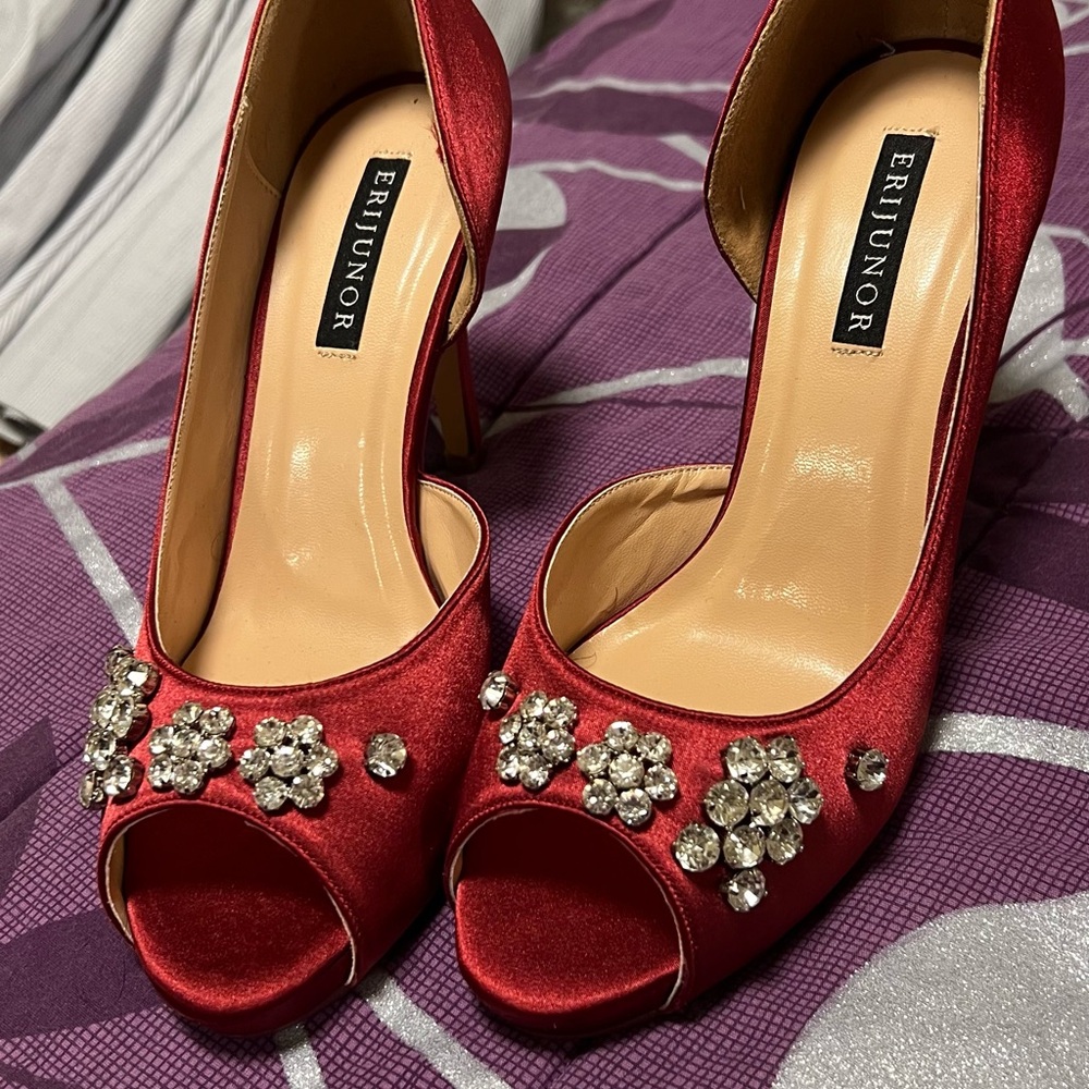 Women's Red Peep-Toe Heels